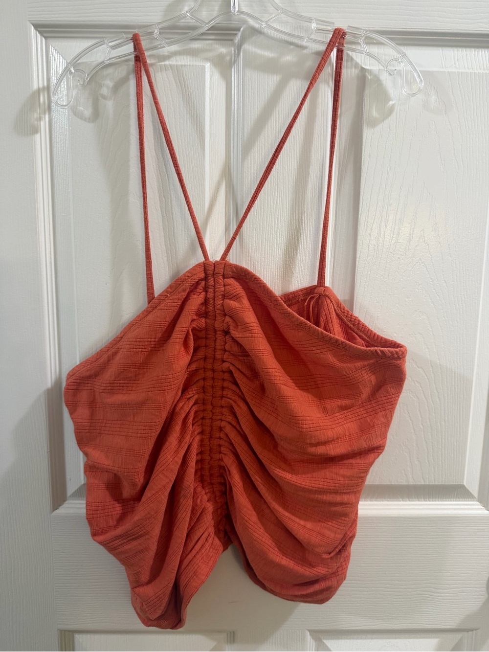 Pilcro Rust Orange Ruched Spaghetti-Strap Camisole